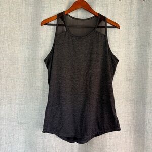 Heather Black Athletic Tank Top – Mesh Racerback Workout Top – Size XL
